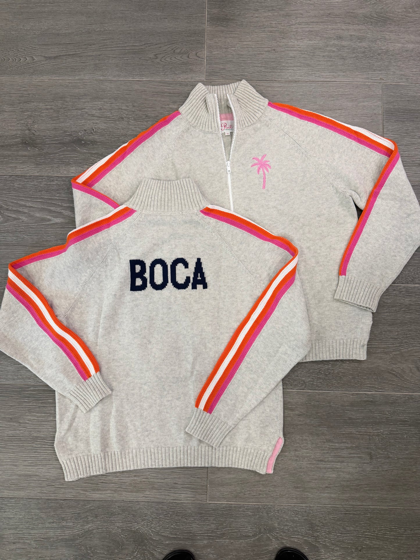 Pink palm quarter zip