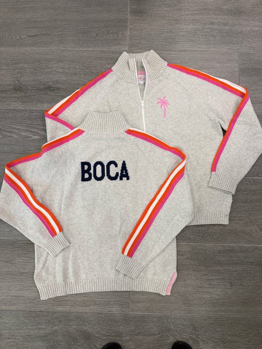 Pink palm quarter zip